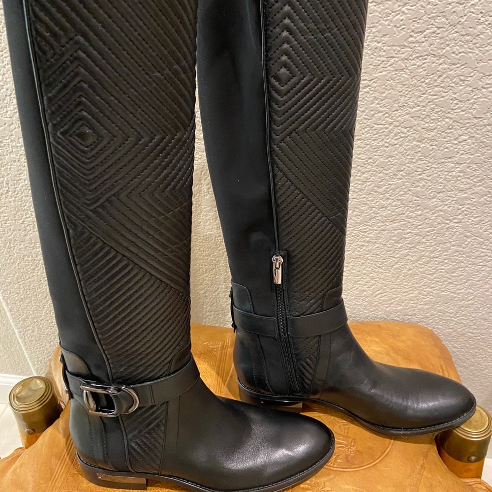 Vince Camuto Knee-High Black Leather Boots